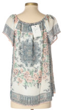 Joie TAJ XXS Multi/Ivory Floral Silk Lined Short Sleeve Boho Romantic Bl... - $43.66