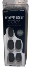 KISS ImPRESS Color Press-on Manicure Black #518 STATIC (New/Sealed) Coff... - $7.91
