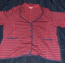 Woman Within Red &amp; Blue Striped Plus Size 3X Jacket Blazer 3 Buttons Poc... - $22.99