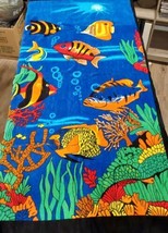 Cabana Bright Multicolor Underwater Tropical Fish Beach Towel 100% Cotto... - $18.51