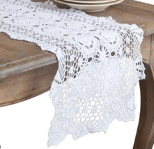 Handmade Vintage White Cotton Crochet Lace Table Runner - $8.91