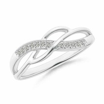 Pave Set Round Diamond Multi-Row Crossover Band in Silver Size 4.5 - £118.72 GBP