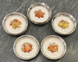 Vintage Porcelain “silver” Coasters Harvest Fall Set of 8 - £37.49 GBP