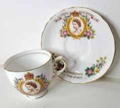 Queen Elizabeth II 1953 Coronation Teacup &amp; Saucer Tuscan England - $29.65