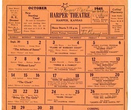 Harper Theatre Movie Poster 1945 Kansas John Wayne Judy Garland Tracy Hepburn - $27.72