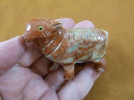 Y-SHE-300) red tan SHEEP RAM SOAPSTONE carving stone figurine Ovis farm ... - £12.28 GBP