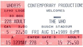 The Who Concert Ticket Stub August 11 1989 St. Louis Missouri - $24.74
