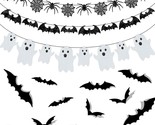 39 Pieces Halloween Decorations Black Glittery Bat Banner Spider Ghost G... - £15.74 GBP