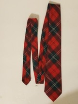 Lennox Vintage 100% Wool Made In Scotland Necktie Highlander Red Plaid - £11.98 GBP