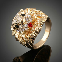 Lion Elvis Presley TCB Made With Swarovski Crystal Gold Plated 6-9 Men Ring - £15.97 GBP