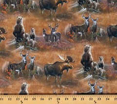 Cotton Woodland Animals Deer Bears Moose Scenic Fabric Print by the Yard D770.97 - £7.95 GBP