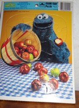 Vintage Sesame Street Cookie Monster&#39;s Apples Frame-Tray Puzzle 1986 - £11.58 GBP