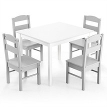 Kids 5 Pieces Table and Chair Set Wooden Children Activity Playroom Furn... - $2,979.75 MXN