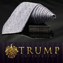 Donald Trump Tie Silver Gray Purple Paisley Luxury Designer Signature New - £79.50 GBP