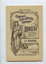 La Boheme Giacomo Puccini Libretto Chicago Civic Opera Company Fred Rullman  - £11.87 GBP