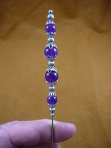 (u68-t) Purple amethyst gemstone beaded brass hatpin Pin hat pins JEWELR... - $10.39