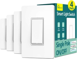 Treatlife Single Pole Smart Switch, 2 Point 4Ghz Wi-Fi Timer Light Switch, - $51.99