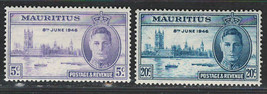 British Mauritius 1945-46 Very Fine Mnh Stamps Scott# 223-224 Peace Issue - $1.10