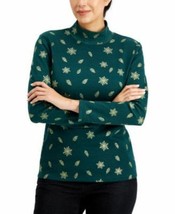 MSRP $15 Karen Scott Metallic Mock-Neck Top Spruce Night Green Size XL - $7.41