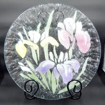 Sydenstricker Fused Glass Plate Iris Yellow Purple Pink 8.5 Inches - £19.63 GBP