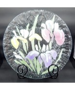 Sydenstricker Fused Glass Plate Iris Yellow Purple Pink 8.5 Inches - £19.65 GBP