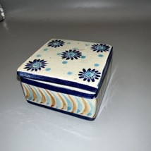 Vintage Mexican Trinket Box Signed CAT  Mexico A Hand Painted Square - £12.50 GBP