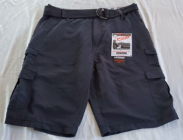 NWT Plugg Jeans Black Performance Cargo Shorts with Belt  Mens Size 34 - £17.25 GBP