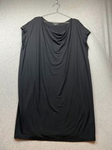 Eileen Fisher Womens Shift Shirt Dress Size L Drape Neck Cap Sleeves Stretch - £34.69 GBP