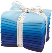 Fat Quarter Bundle Kona Cotton Solids Sky Gazer Blue 12 Fabric Precuts M209.17 - £26.35 GBP