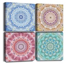Flowers Pattern Canvas Wall Art for Bedroom Decor 4 Piece Framed Artwork Colorfu - £139.56 GBP