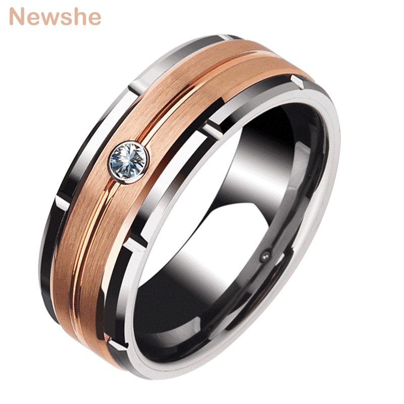 Primary image for Newshe Men's Charm Wedding Band 8mm Tungsten Carbide Promise Rings For Men Brown