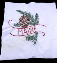 Maine Pinecone Embroidered Quilted Square Frameable Art State Needlepoin... - £22.25 GBP