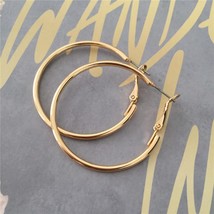 2021 New Fashion Simple Medium Size Hoop Earrings Gold Color Hoop Earrings for C - £6.63 GBP