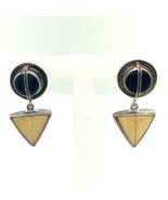 Vintage Sterling Sign JLR Janice Lee Ripley Modern Onyx Camenae Dangle E... - $69.30