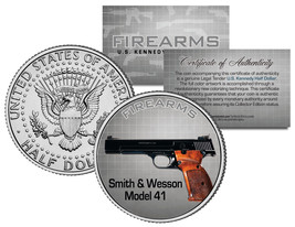 Smith &amp; Wesson Model 41 Gun Firearm Jfk Kennedy Half Dollar Us Colorized Coin - £6.76 GBP