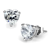 925 Sterling Silver 5mm Solitaire Heart Cut Simulated Diamond Valentine Earring - £41.68 GBP