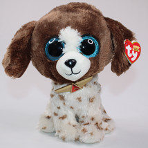 NEW TY Beanie Boos MUDDLES The Dog Brown Stuffed Animal Toy Plush Blue E... - $7.80