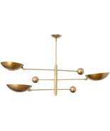 NauticalMart 3 Light Pendant Mid Century Modern Raw Brass Sputnik Chande... - £402.62 GBP