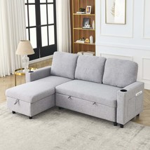 Linen L-Shaped Sofa Bed, Pullout Sleeper, Small Spaces - $395.99