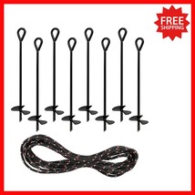 15 Inch Heavy Duty Ground Anchor Stakes - 8 Pack with 25 Feet Rope for S... - $38.79