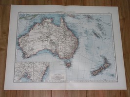 1896 Original Antique Map Of Australia New Zealand New Caledonia Pacific Oc EAN Ia - £22.29 GBP