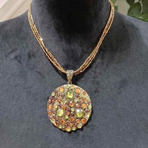 Women Multicolor Round Gemstone Sapphire Pendant Necklace - £22.45 GBP