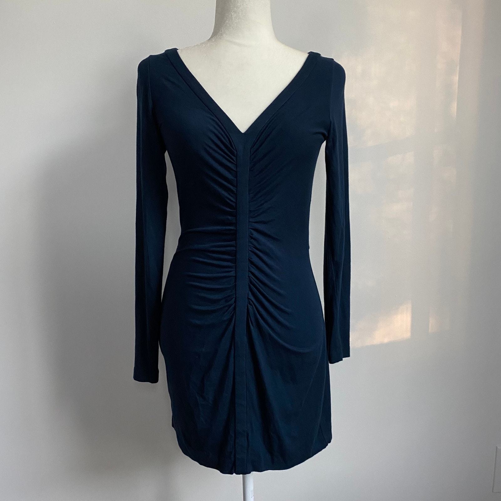 Diane Von Furstenberg Greece Long Sleeve Dress Admiral Navy Small - $49.99