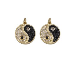 CZ Pave Round Taiji Yinyang Charm, Sku#L708 - $4.50