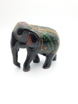 Wood Elephant Carved Lucky Statue Painted Home Decoration Art Handmade Color - £7.90 GBP