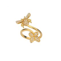 18K Gold Plated Rings Vintage Butterfly Wrap Stacking Statement Rings with Cubic - £20.59 GBP