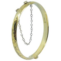 antique sterling silver 925 etched gold tone himged child bangle Signed B - £46.19 GBP