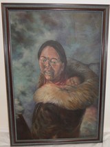 Alaska Native Woman w/Baby Oil Painting on Stretched Canvas Framed 27-1/... - £422.42 GBP