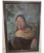 Alaska Native Woman w/Baby Oil Painting on Stretched Canvas Framed 27-1/... - €462,92 EUR