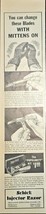 Schick Injector Razor Change Blades with mittens on-1940 Vintage Print Ad - $179.03 MXN